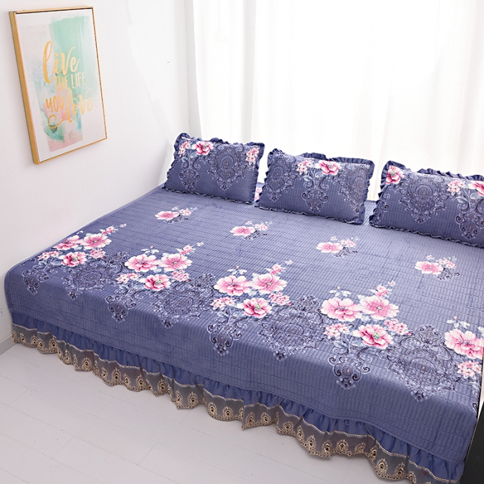 91家纺网 家纺一手货源 找家纺 雨洋家纺 2025新款炕垫水晶绒床盖大炕盖 花音