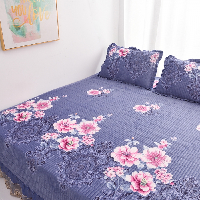 91家纺网 家纺一手货源 找家纺 雨洋家纺 2025新款炕垫水晶绒床盖大炕盖 花音