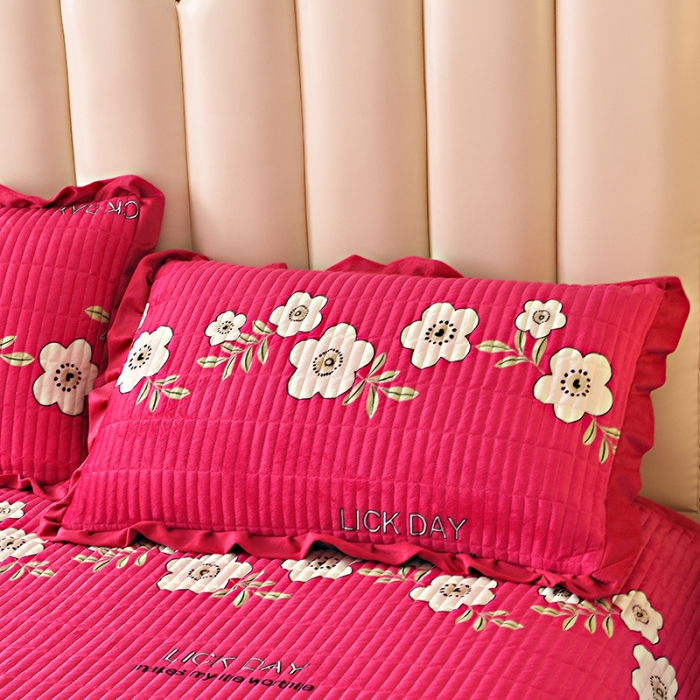 91家纺网 家纺一手货源 找家纺 雨洋家纺 2025新款炕垫水晶绒床盖大炕盖 浪花朵朵-玫红