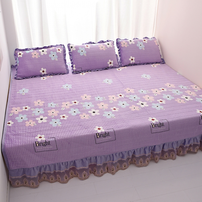 91家纺网 家纺一手货源 找家纺 雨洋家纺 2025新款炕垫水晶绒床盖大炕盖 浪花朵朵-紫