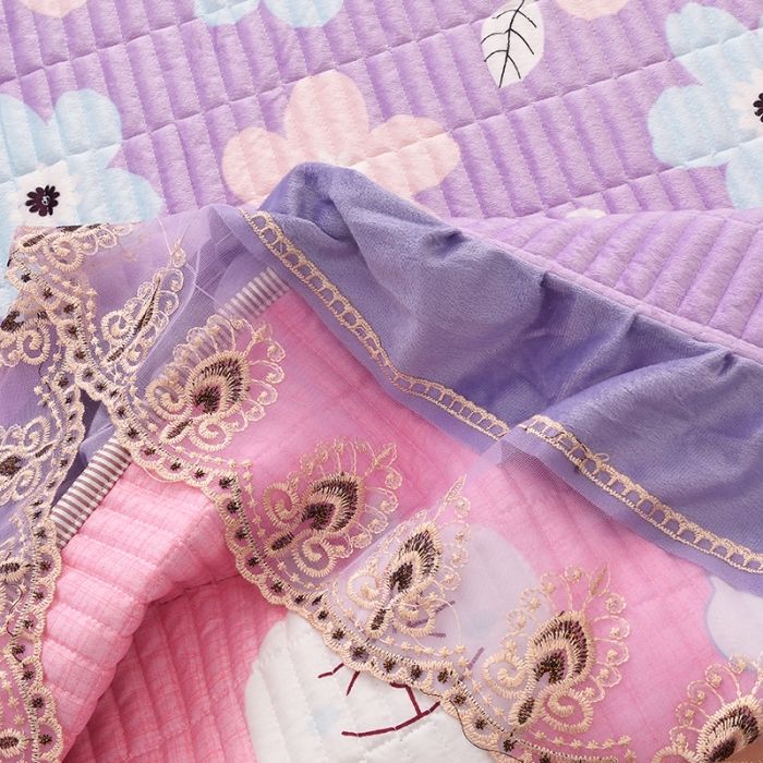 91家纺网 家纺一手货源 找家纺 雨洋家纺 2025新款炕垫水晶绒床盖大炕盖 浪花朵朵-紫