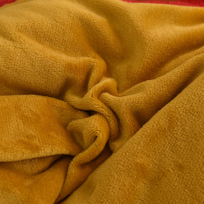 91家纺网 家纺一手货源 找家纺 兴美佳家纺 新款牛奶绒花边毛巾绣四件套-你的微笑 姜黄