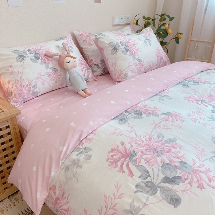 91家纺网 家纺一手货源 找家纺 沐棉家居 2020新款全棉13370四件套 花叶曼舞