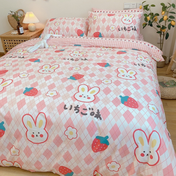 91家纺网 家纺一手货源 找家纺 沐棉家居 2020新款全棉13370四件套 开心兔