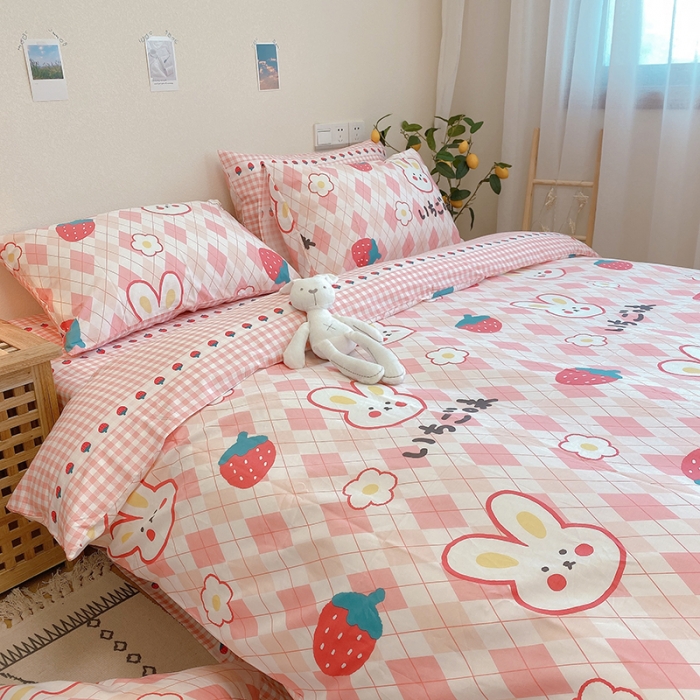 91家纺网 家纺一手货源 找家纺 沐棉家居 2020新款全棉13370四件套 开心兔