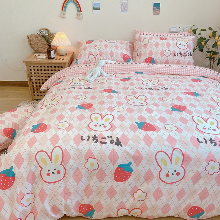 91家纺网 家纺一手货源 找家纺 沐棉家居 2020新款全棉13370四件套 开心兔