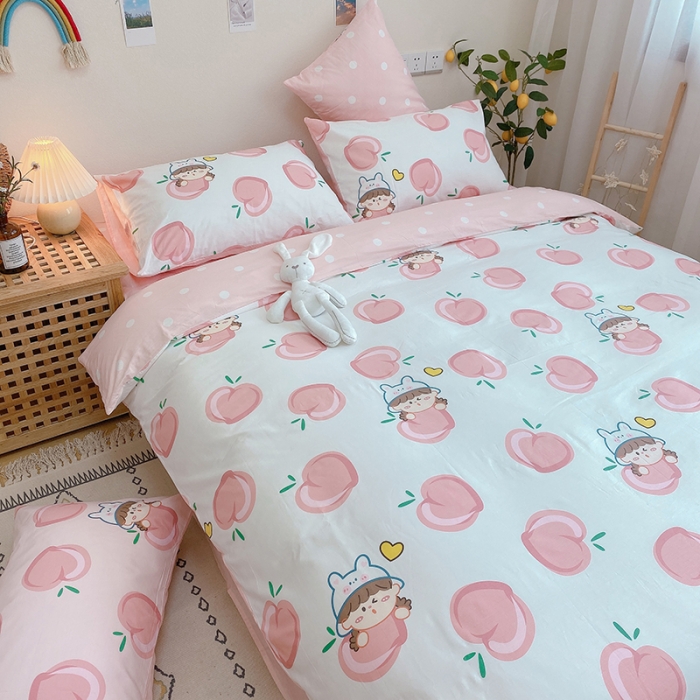 91家纺网 家纺一手货源 找家纺 沐棉家居 2020新款全棉13370四件套 蜜桃女孩-白