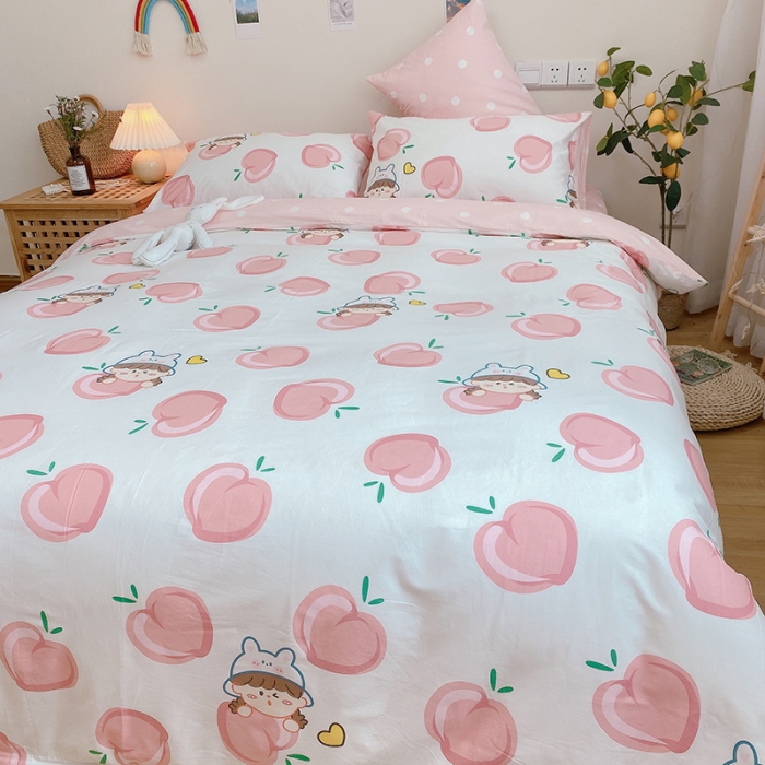 91家纺网 家纺一手货源 找家纺 沐棉家居 2020新款全棉13370四件套 蜜桃女孩-白