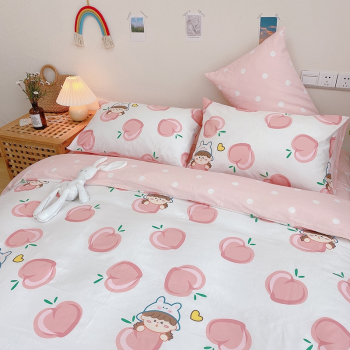 91家纺网 家纺一手货源 找家纺 沐棉家居 2020新款全棉13370四件套 蜜桃女孩-白