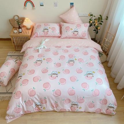 91家纺网 家纺一手货源 找家纺 沐棉家居 2020新款全棉13370四件套 蜜桃女孩-粉