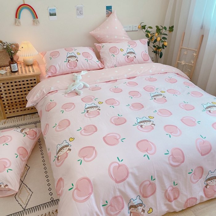 91家纺网 家纺一手货源 找家纺 沐棉家居 2020新款全棉13370四件套 蜜桃女孩-粉