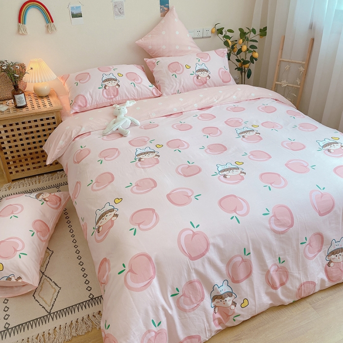 91家纺网 家纺一手货源 找家纺 沐棉家居 2020新款全棉13370四件套 蜜桃女孩-粉
