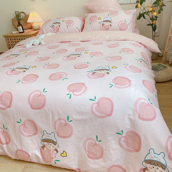 91家纺网 家纺一手货源 找家纺 沐棉家居 2020新款全棉13370四件套 蜜桃女孩-粉