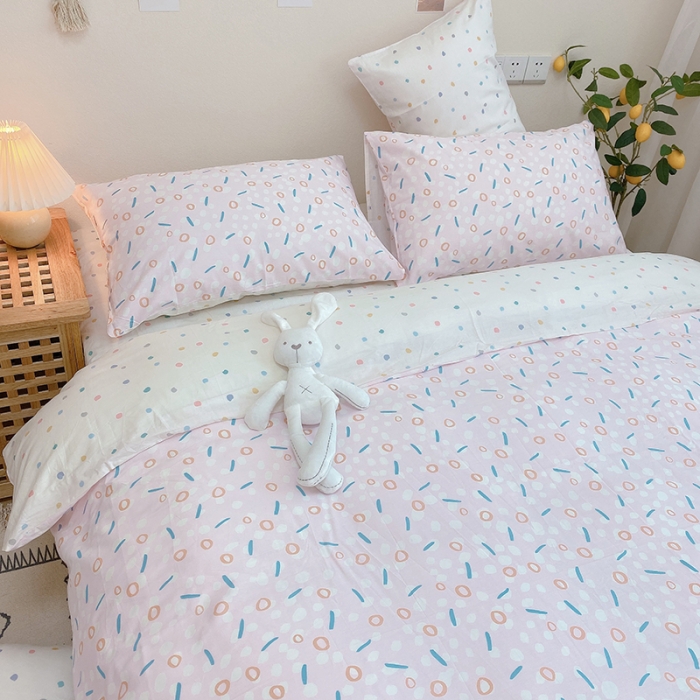 91家纺网 家纺一手货源 找家纺 沐棉家居 2020新款全棉13370四件套 圈圈点点