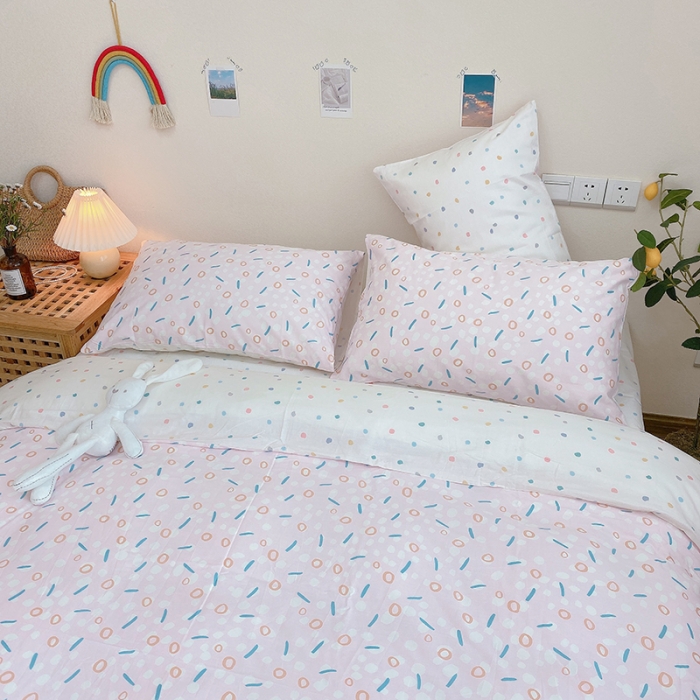 91家纺网 家纺一手货源 找家纺 沐棉家居 2020新款全棉13370四件套 圈圈点点