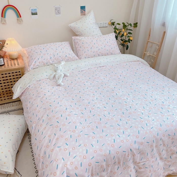 91家纺网 家纺一手货源 找家纺 沐棉家居 2020新款全棉13370四件套 圈圈点点