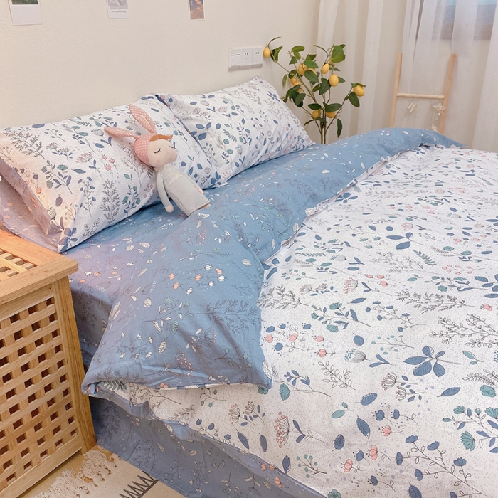 91家纺网 家纺一手货源 找家纺 沐棉家居 2020新款全棉13370四件套 叶落知秋