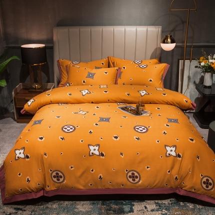 91家纺网 家纺一手货源 找家纺 （总）苹果星 180克生态磨毛水晶绒牛奶绒四件套活性印染