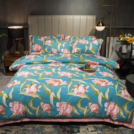 91家纺网 家纺一手货源 找家纺 苹果星 180克生态磨毛水晶绒牛奶绒四件套活性印染 一曲相思