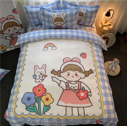91家纺网 家纺一手货源 找家纺 （总） 孩子王 2023新款纯棉卡通大版四件套床笠款