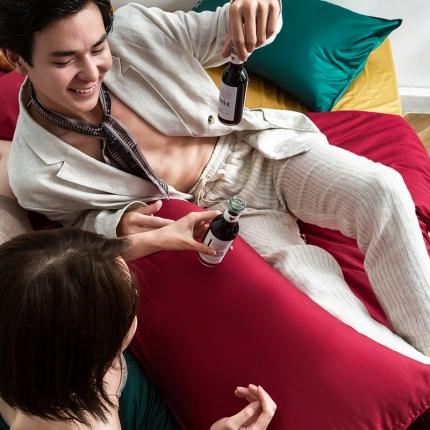 91家纺网 家纺一手货源 找家纺 狠狠爱 2020新款60S长绒棉刺绣撞色四件套 墨绿红黄