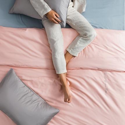 91家纺网 家纺一手货源 找家纺 狠狠爱 2020新款60S长绒棉刺绣撞色四件套 浅灰粉蓝