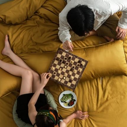 91家纺网 家纺一手货源 找家纺 狠狠爱 2020新款60S长绒棉刺绣撞色四件套 浅灰黄浅绿