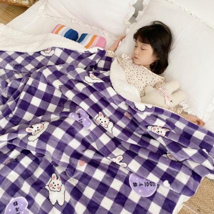 91家纺网 家纺一手货源 找家纺 川悦生活2020新款羊羔绒毯子卡通亲肤牛奶绒毛毯 爱心兔