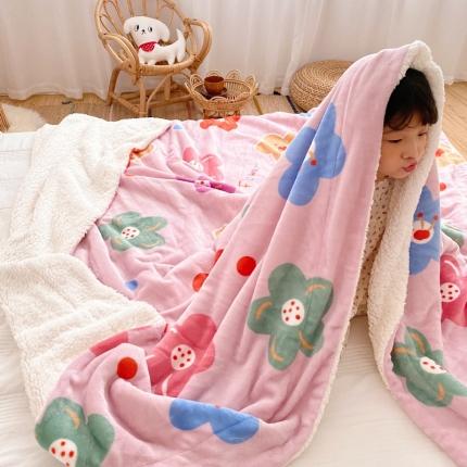 91家纺网 家纺一手货源 找家纺 川悦生活2020新款羊羔绒毯子卡通亲肤牛奶绒毛毯 花儿点点