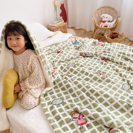 91家纺网 家纺一手货源 找家纺 川悦生活2020新款羊羔绒毯子卡通亲肤牛奶绒毛毯 快乐女孩