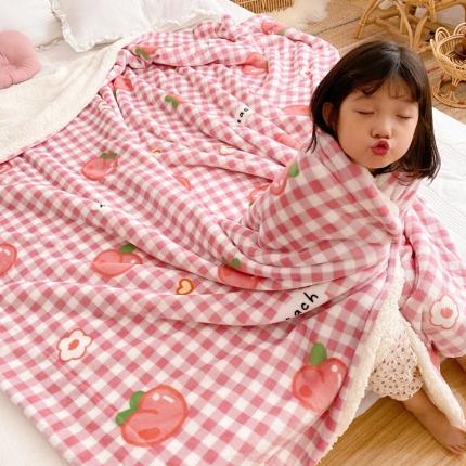 91家纺网 家纺一手货源 找家纺 川悦生活2020新款羊羔绒毯子卡通亲肤牛奶绒毛毯 桃子花语