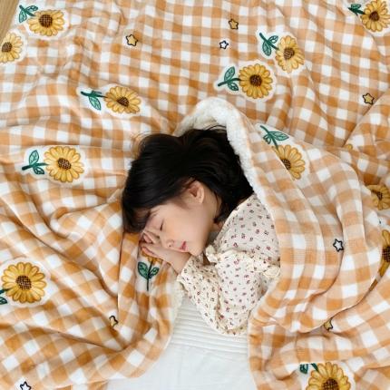 91家纺网 家纺一手货源 找家纺 川悦生活2020新款羊羔绒毯子卡通亲肤牛奶绒毛毯 星星向日葵