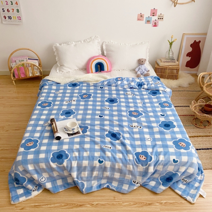 91家纺网 家纺一手货源 找家纺 川悦生活2020新款羊羔绒毯子卡通亲肤牛奶绒毛毯 爱心兰