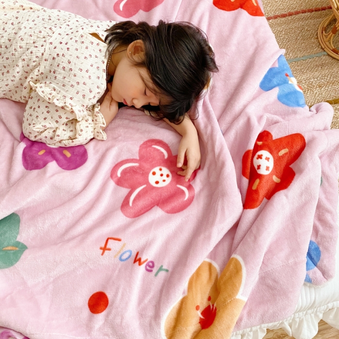 91家纺网 家纺一手货源 找家纺 川悦生活2020新款羊羔绒毯子卡通亲肤牛奶绒毛毯 花儿点点