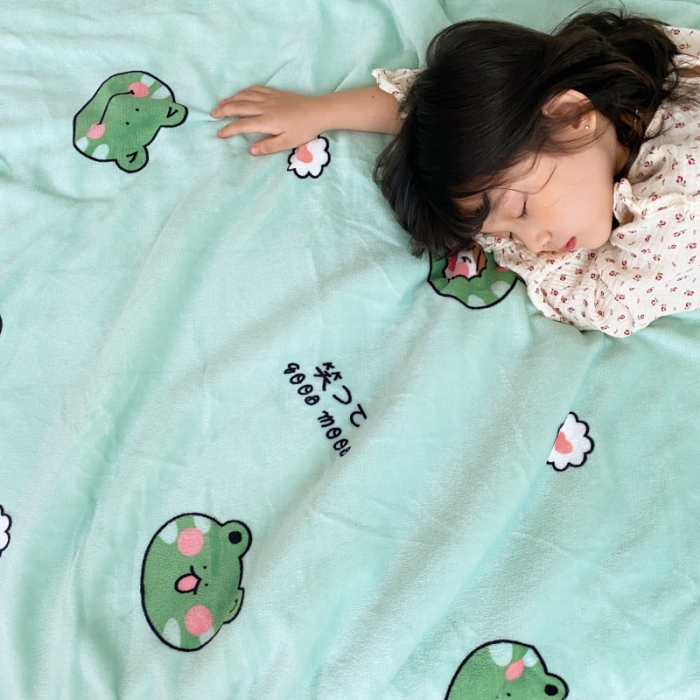 91家纺网 家纺一手货源 找家纺 川悦生活2020新款羊羔绒毯子卡通亲肤牛奶绒毛毯 青蛙小妹