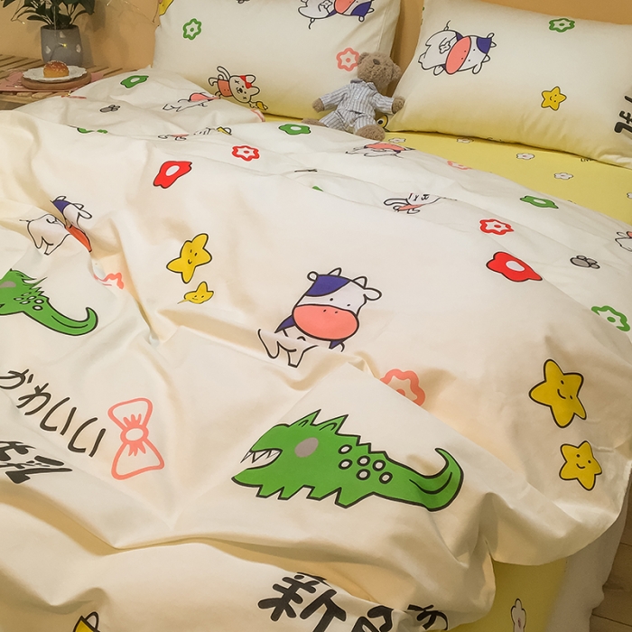 91家纺网 家纺一手货源 找家纺 琪格格 2020新款13372全棉实拍二次元可爱四件套 新鲜牛乳