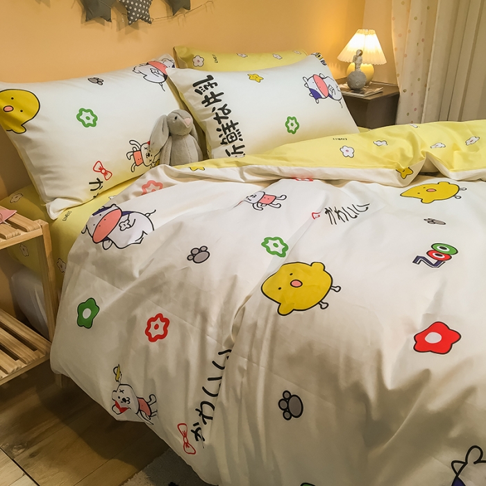 91家纺网 家纺一手货源 找家纺 琪格格 2020新款13372全棉实拍二次元可爱四件套 新鲜牛乳