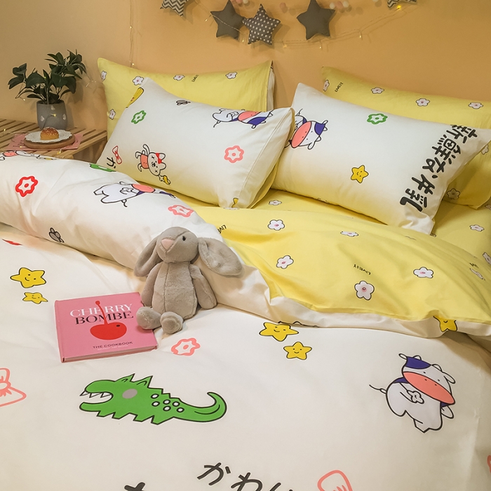 91家纺网 家纺一手货源 找家纺 琪格格 2020新款13372全棉实拍二次元可爱四件套 新鲜牛乳