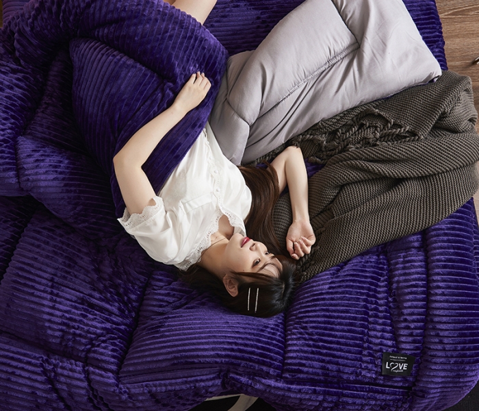 91家纺网 家纺一手货源 找家纺 被多多 2022新款魔法绒冬被四件套 魅力紫