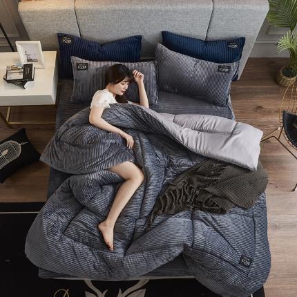 被多多 2022新款魔法绒冬被四件套 气质灰