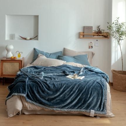 91家纺网 家纺一手货源 找家纺 来菲 25新款400克毛毯纯色加厚法兰绒盖毯多功能珊瑚绒毯子尼亚加拉蓝