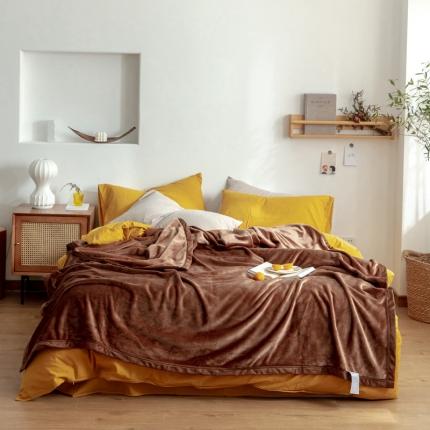 91家纺网 家纺一手货源 找家纺 来菲 25新款400克毛毯纯色加厚法兰绒盖毯多功能珊瑚绒毯子圣地亚哥咖