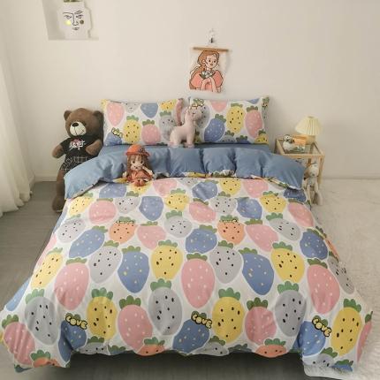 91家纺网 家纺一手货源 找家纺 HL原创 2020新款13372全棉小清新四件套实拍图 大草莓