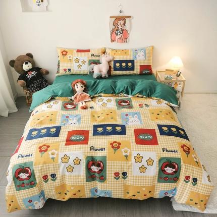 91家纺网 家纺一手货源 找家纺 HL原创 2020新款13372全棉小清新四件套实拍图 动漫王国