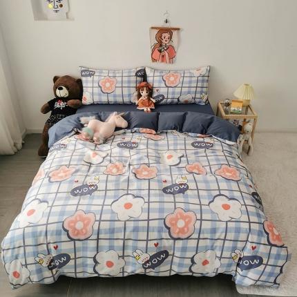 91家纺网 家纺一手货源 找家纺 HL原创 2020新款13372全棉小清新四件套实拍图 花花兔