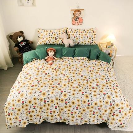 91家纺网 家纺一手货源 找家纺 HL原创 2020新款13372全棉小清新四件套实拍图 葵花籽