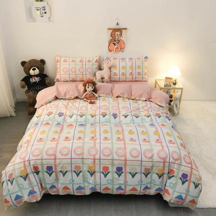 91家纺网 家纺一手货源 找家纺 HL原创 2020新款13372全棉小清新四件套实拍图 乐园