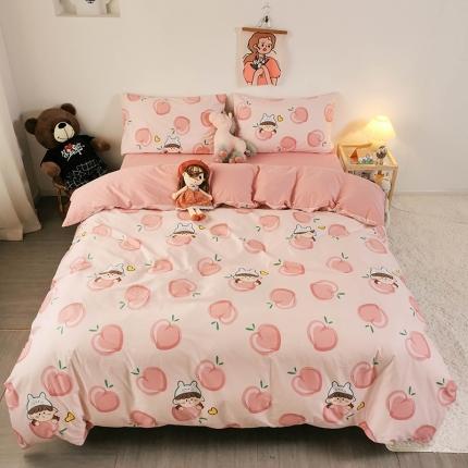 91家纺网 家纺一手货源 找家纺 HL原创 2020新款13372全棉小清新四件套实拍图 满杯蜜桃