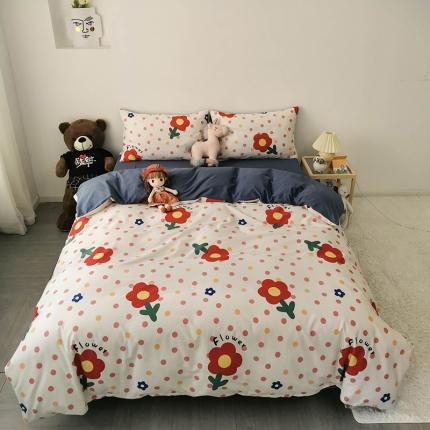 91家纺网 家纺一手货源 找家纺 HL原创 2020新款13372全棉小清新四件套实拍图 小红花