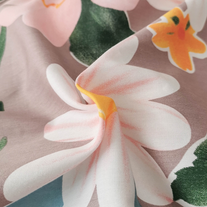 91家纺网 家纺一手货源 找家纺 HL原创 2020新款13372全棉小清新四件套实拍图 橙意